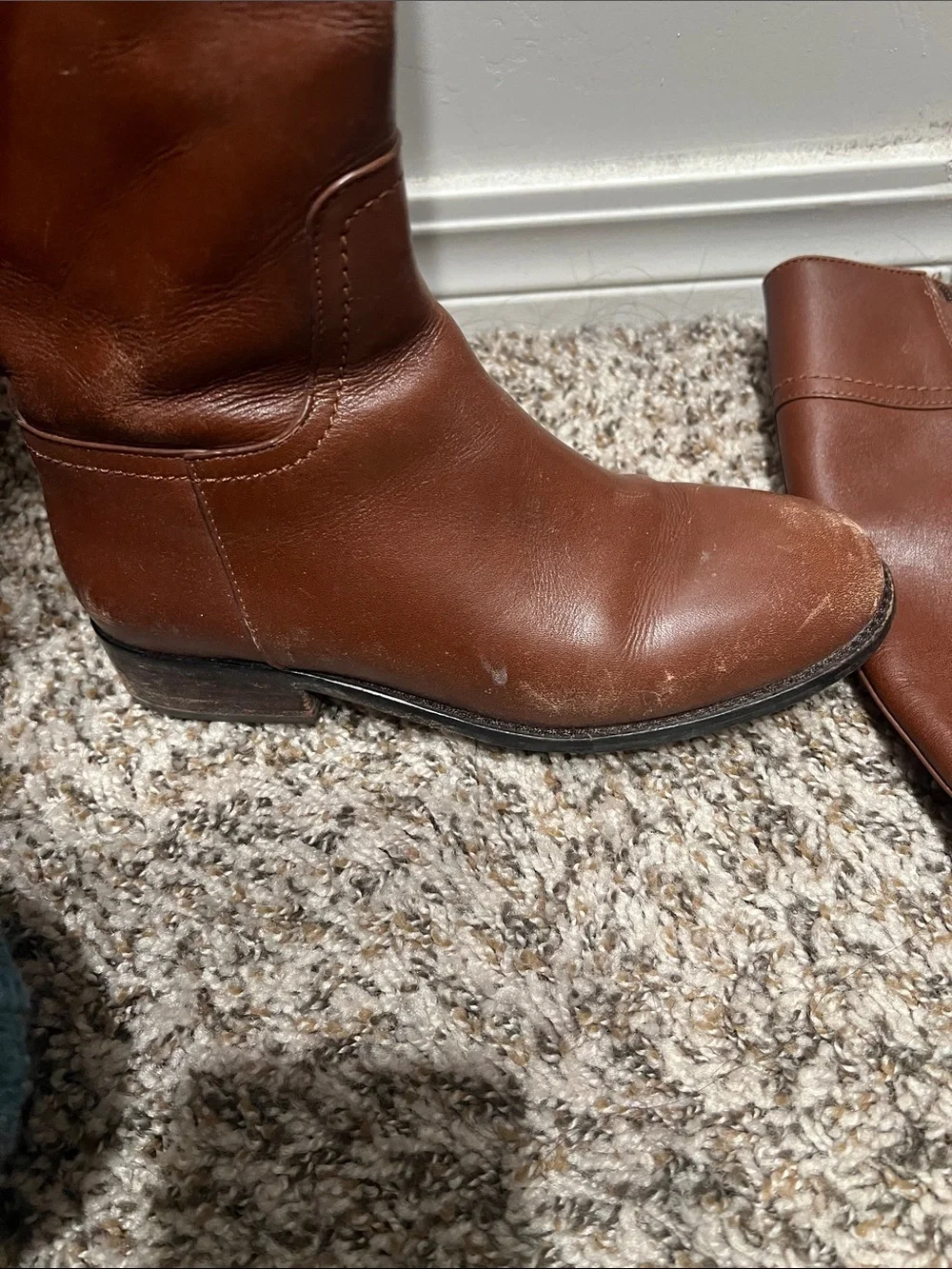 Tory Burch Chestnut Brown Logo Leather Tall Riding Boots